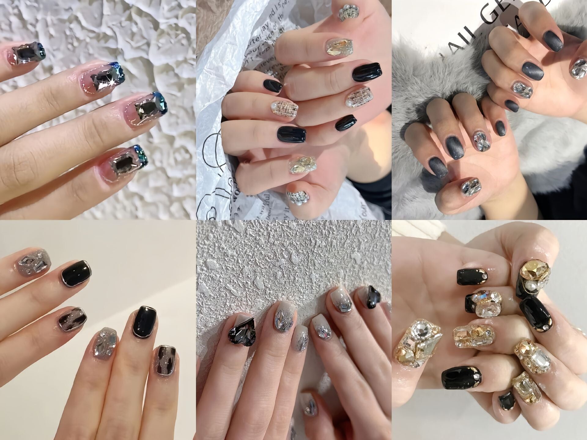 Bí ẩn, quyến rũ và đầy cá tính với Mẫu nail đen đính đá