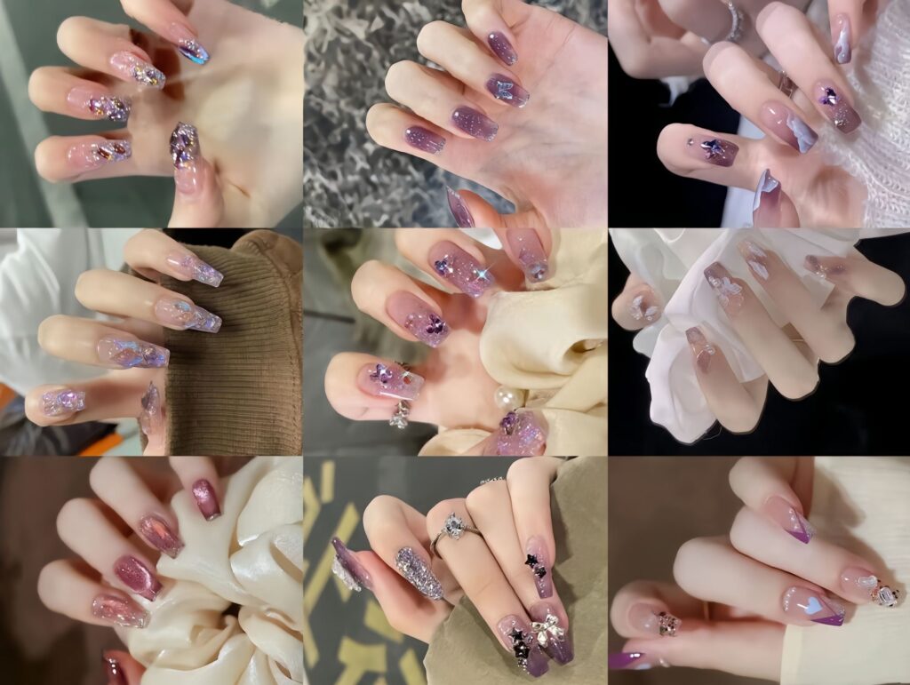 99 mẫu nail màu tím thạch căng mọng như trái nho
